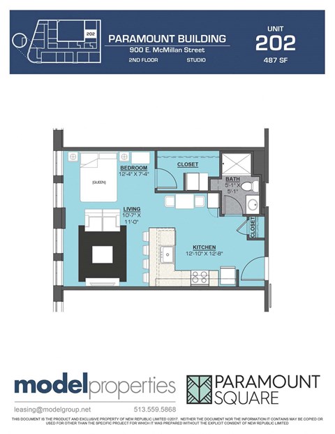 Floor plan for studio, 1 bath, 487 sqft